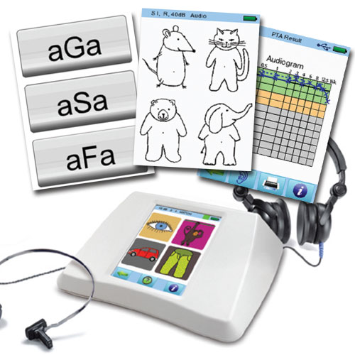SENTI Desktop-Audiometer mit Kopfhörern und Audiometrie-Testanzeigen