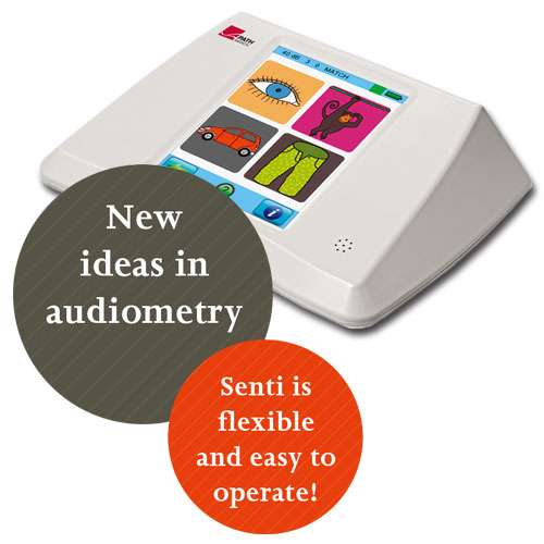 Audiomètre de bureau SENTI avec texte sur l'audiométrie flexible